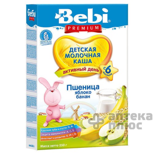 Каша молочна пшениця-яблуко банан Бебі преміум 250 г