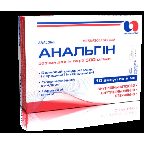 Анальгин раствор для инъекций 500 мг/мл ампулы 2 мл №10