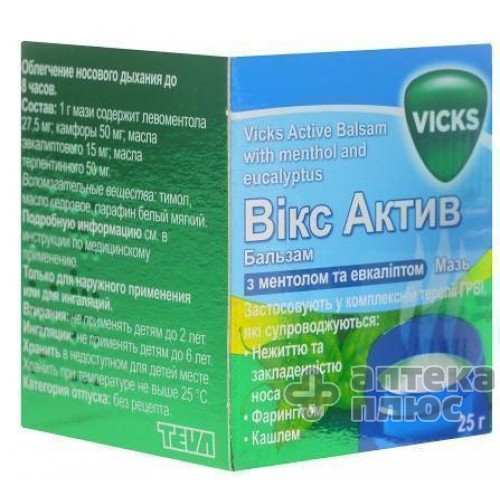 Викс Актив С Ментолом И Эвкалиптом мазь банка 25 г №1