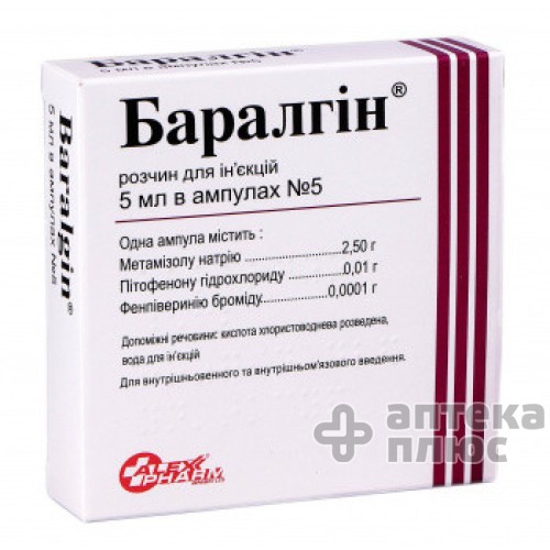 Баралгин раствор для инъекций ампулы 5 мл №5