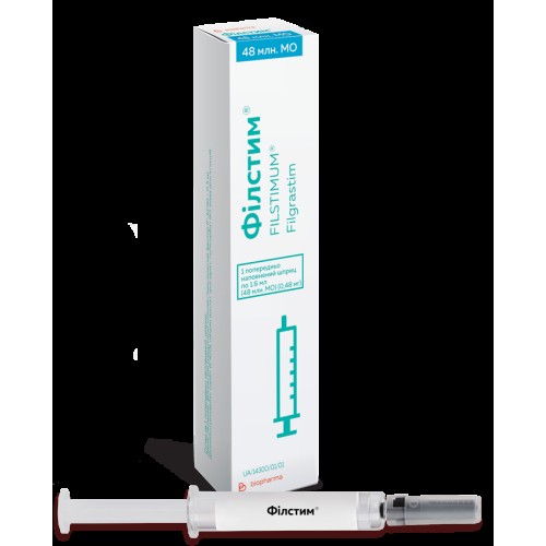 Филстим раствор для инъекций 0,48 мг шприц 1,6 мл №1