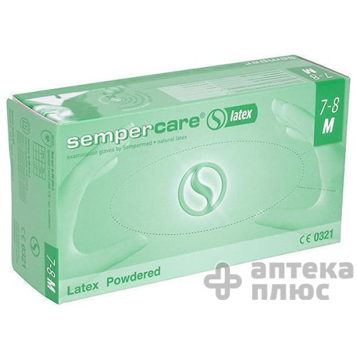 Рукавички оглядові латексні нестерильні Семперкеа розмір 7-8