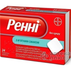 Ренни Без Сахара таблетки д/жев. мятный вкус №24