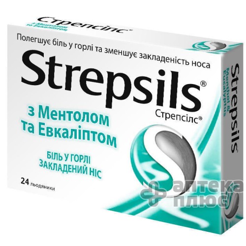 Стрепсілс з ментолом та евкаліптом льодяники №24